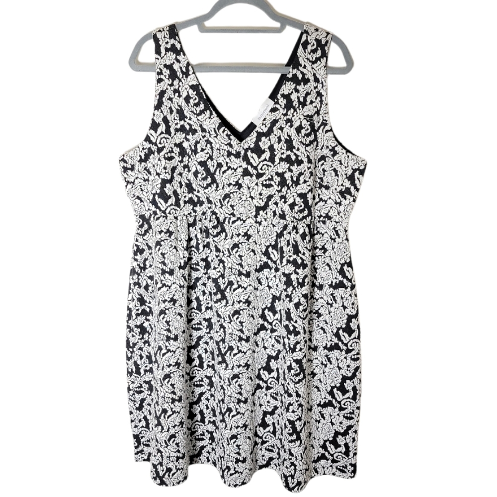 Motherhood maternity paisley print v neck sleeveless dress women XL black white
